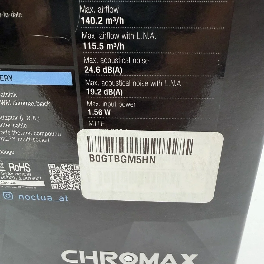 Noctua NH-D15 Chromax.Black Dual-Tower CPU Cooler Black